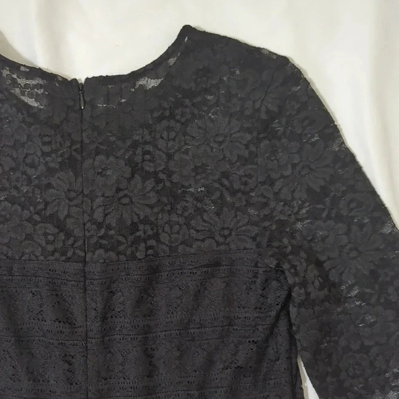 NWT Guess LS Francis Ruffle Lace Dress, Color Black Size 10 - Picture 11 of 16